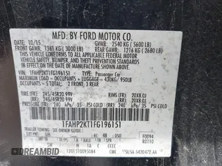 2015 Ford Taurus SHO with VIN 1FAHP2KT1FG196151, listed as a IAAI auction lot 42187492 with 131,833 mi miles and . Bid and sale history available at DreamBid. Image 9.