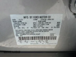 2022 Ford Explorer Platinum с VIN 1FM5K7HC8NGA19347, выставлен на аукционе Copart как лот 62957975 с пробегом 36 962 миль миль и Списание • Salvage title. История ставок и продаж доступна на DreamBid. Изображение 13.