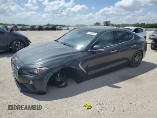 2019 Genesis G70 3.3T Advanced with VIN KMTG34LE1KU021425, listed as a Copart auction lot 72706024 with 56,825 mi miles and Salvage Title. Bid and sale history available at carsss.com. Image 1.
