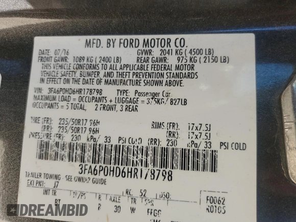 2017 Ford Fusion SE with VIN 3FA6P0HD6HR178798, listed as a Copart auction lot 47803855 with 140,256 mi miles and Salvage Title. Bid and sale history available at carsss.com. Image 14.