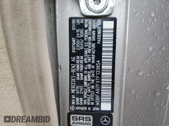 1996 Mercedes-Benz SL 500 z VIN WDBFA67FXTF133854, wystawiony jako Copart lot #48659595 z przebiegiem 117 804 mil mil oraz Szkoda całkowita • Salvage title. Historia ofert i sprzedaży dostępna na DreamBid. Obrazek 12.
