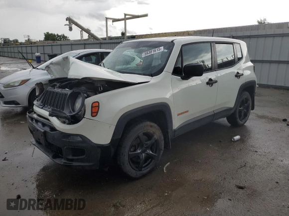 2017 Jeep Renegade Sport with VIN ZACCJBAB3HPE58322, listed as a Copart auction lot 59381615 with 140,437 mi miles and Salvage title. Bid and sale history available at DreamBid. Image 1.