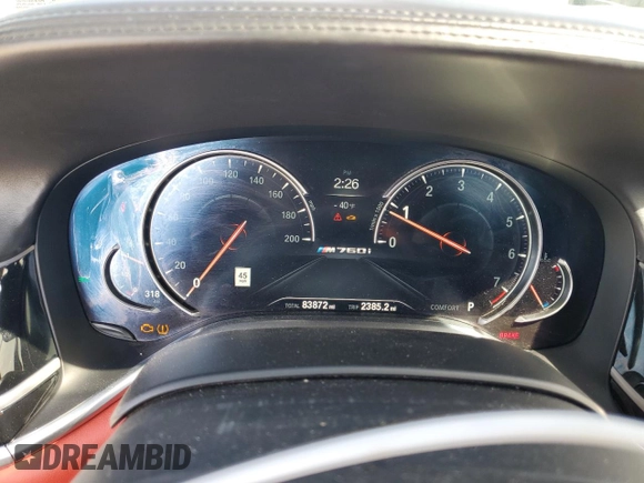2018 BMW 7 Series M760i xDrive with VIN WBA7H6C53JG614967, listed as a Copart auction lot 49269345 with 83,872 mi miles and Salvage Title. Bid and sale history available at carsss.com. Image 9.