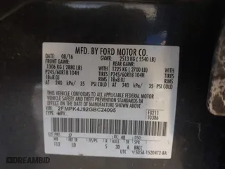 2016 Ford Edge SEL with VIN 2FMPK4J92GBC24095, listed as a IAAI auction lot 41455709 with 88,606 mi miles. Bid and sale history available at carsss.com. Image 9.