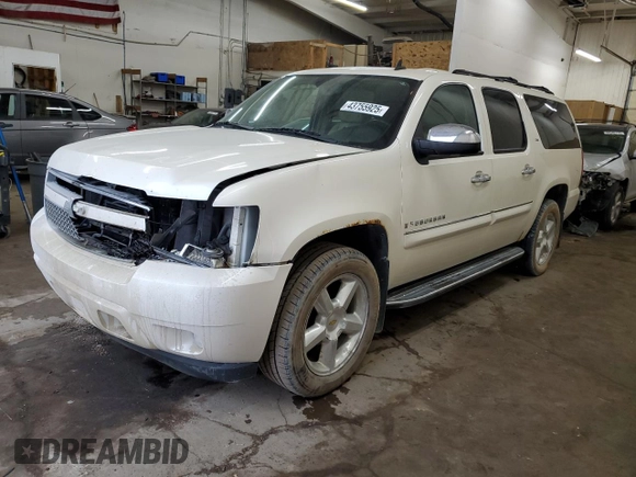 2008 Chevrolet Suburban LTZ with VIN 1GNFK16368R193216, listed as a Copart auction lot 43755925 with 222,905 mi miles and Salvage Title. Bid and sale history available at carsss.com. Image 1.