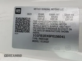 2023 Chevrolet Camaro 1LT с VIN 1G1FB1RX6P0156041, выставлен на аукционе Copart как лот 51530455 с пробегом 30 106 миль миль и Списание • Salvage title. История ставок и продаж доступна на DreamBid. Изображение 14.