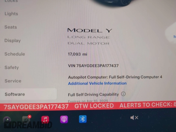 2023 Tesla Model Y Long Range with VIN 7SAYGDEE3PA177437, listed as a IAAI auction lot 41813483 with 17,093 mi miles. Bid and sale history available at carsss.com. Image 16.