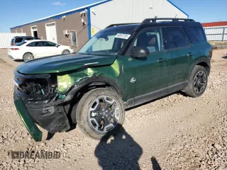 2024 Ford Bronco Sport Outer Banks z VIN 3FMCR9C66RRF41392, wystawiony jako Copart lot #46847235 z przebiegiem 385 mil mil oraz Szkoda całkowita • Salvage title. Historia ofert i sprzedaży dostępna na DreamBid. Obrazek 1.