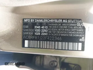 2003 Mercedes-Benz C 240 с VIN WDBRF81J23F422346, выставлен на аукционе IAAI как лот 42598405 с пробегом 115 117 миль миль и . История ставок и продаж доступна на DreamBid. Изображение 9.