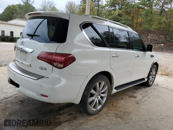 2012 Infiniti QX56 7-passenger with VIN JN8AZ2NE5C9017245, listed as a Copart auction lot 79654654 with 153,294 mi miles and Salvage Title. Bid and sale history available at carsss.com. Image 3.