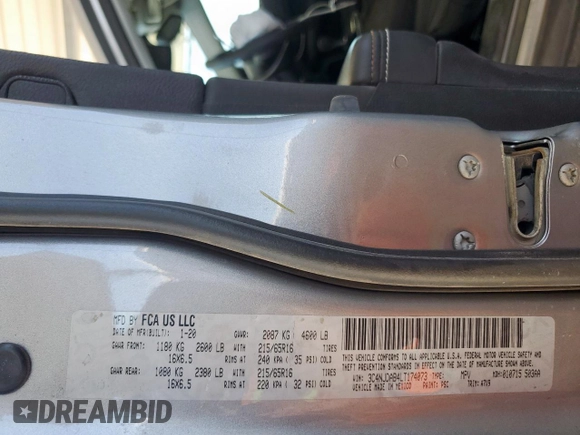 2020 Jeep Compass Sport z VIN 3C4NJDAB4LT174073, wystawiony jako Copart lot #61958075 z przebiegiem 105 000 mil mil oraz Szkoda całkowita • Salvage title. Historia ofert i sprzedaży dostępna na DreamBid. Obrazek 13.