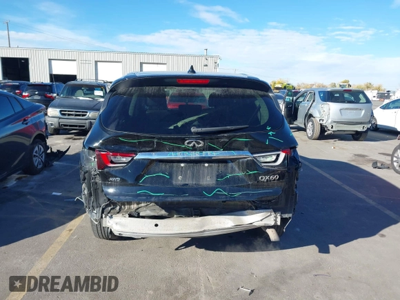 2020 Infiniti QX60 Luxe with VIN 5N1DL0MM5LC522210, listed as a IAAI auction lot 40913550 with 90,289 mi miles and . Bid and sale history available at DreamBid. Image 16.