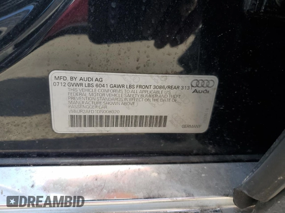 2013 Audi A8 4.0L with VIN WAUR2AFD1DN008020, listed as a Copart auction lot 50792045 with 132,293 mi miles and Clean title. Bid and sale history available at DreamBid. Image 12.