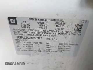 2011 GMC Terrain SLT-2 with VIN 2CTFLXEC7B6297702, listed as a IAAI auction lot 41653825 with 145,179 mi miles. Bid and sale history available at carsss.com. Image 9.