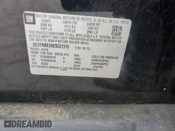 2014 Cadillac SRX Luxury Collection z VIN 3GYFNBE38ES527370, wystawiony jako Copart lot #55518735 z przebiegiem 141 379 mil mil oraz Szkoda całkowita • Salvage title. Historia ofert i sprzedaży dostępna na DreamBid. Obrazek 14.