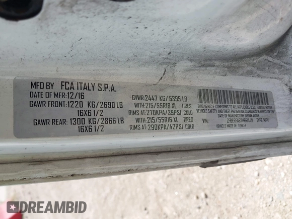 2017 Ram ProMaster City Cargo Tradesman z VIN ZFBERFAB7H6F14411, wystawiony jako IAAI lot #41929544 z przebiegiem 318 038 mil mil oraz . Historia ofert i sprzedaży dostępna na DreamBid. Obrazek 9.