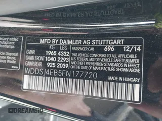 2015 Mercedes-Benz CLA 250 with VIN WDDSJ4EB5FN177720, listed as a IAAI auction lot 41797038 with 128,722 mi miles and . Bid and sale history available at DreamBid. Image 9.