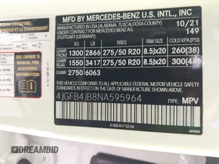 2022 Mercedes-Benz GLE 350 with VIN 4JGFB4JB8NA595964, listed as a IAAI auction lot 41738404 with 35,688 mi miles and . Bid and sale history available at DreamBid. Image 9.