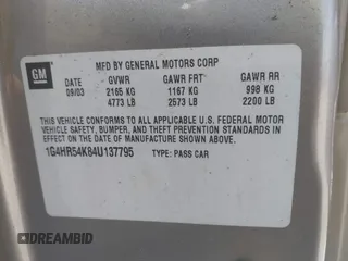 2004 Buick LeSabre Limited с VIN 1G4HR54K84U137795, выставлен на аукционе IAAI как лот 42169384 с пробегом Не указан миль и . История ставок и продаж доступна на DreamBid. Изображение 9.