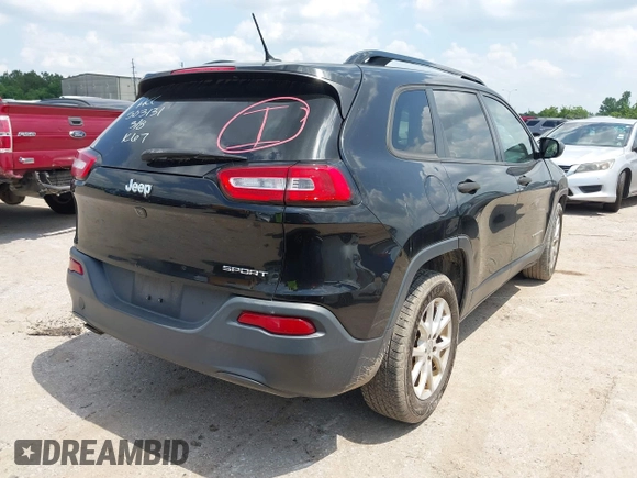 2016 Jeep Cherokee Sport with VIN 1C4PJLAB5GW297349, listed as a IAAI auction lot 42367544 with 142,930 mi miles and . Bid and sale history available at DreamBid. Image 4.