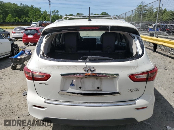 2015 Infiniti QX60 z VIN 5N1AL0MM5FC501767, wystawiony jako Copart lot #57256355 z przebiegiem 61 511 mil mil oraz Szkody całkowita. Historia ofert i sprzedaży dostępna na DreamBid. Obrazek 6.