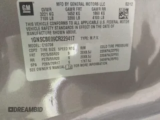 2012 Chevrolet Tahoe LT with VIN 1GNSCBE09CR229417, listed as a IAAI auction lot 42507793 with 164,877 mi miles and . Bid and sale history available at DreamBid. Image 9.