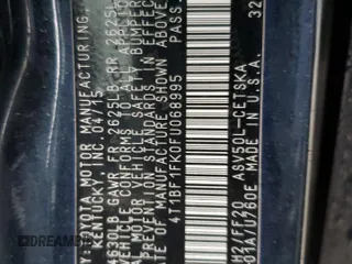 2015 Toyota Camry XLE with VIN 4T1BF1FK0FU068995, listed as a Copart auction lot 42503345 with 189,846 mi miles and Salvage Title. Bid and sale history available at DreamBid. Image 14.