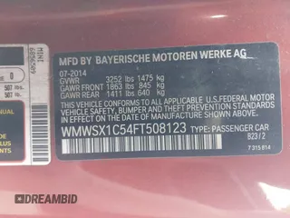 2015 MINI Coupe z VIN WMWSX1C54FT508123, wystawiony jako IAAI lot #40974103 z przebiegiem 79 035 mil mil oraz . Historia ofert i sprzedaży dostępna na DreamBid. Obrazek 9.
