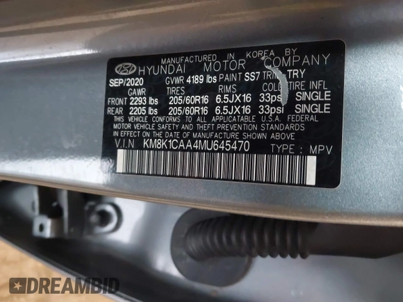 2021 Hyundai Kona SE z VIN KM8K1CAA4MU645470, wystawiony jako IAAI lot #41727340 z przebiegiem 71 932 mil mil oraz . Historia ofert i sprzedaży dostępna na DreamBid. Obrazek 9.