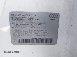 2012 Audi Q5 Prestige z VIN WA1WKAFP2CA069747, wystawiony jako IAAI lot #42203279 z przebiegiem 119 083 mil mil oraz . Historia ofert i sprzedaży dostępna na DreamBid. Obrazek 9.