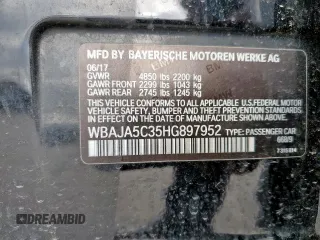 2017 BMW 5 Series 530i with VIN WBAJA5C35HG897952, listed as a Copart auction lot 55691385 with 135,869 mi miles and Salvage title. Bid and sale history available at DreamBid. Image 13.