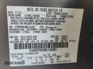 2011 Ford Taurus Limited z VIN 1FAHP2FW3BG146981, wystawiony jako Copart lot #58124275 z przebiegiem 64 163 mil mil oraz Szkoda całkowita • Salvage title. Historia ofert i sprzedaży dostępna na DreamBid. Obrazek 12.