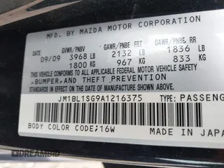 2010 Mazda 3 i Sport with VIN JM1BL1SG9A1216375, listed as a IAAI auction lot 42072138 with Not Provided miles and . Bid and sale history available at carsss.com. Image 9.