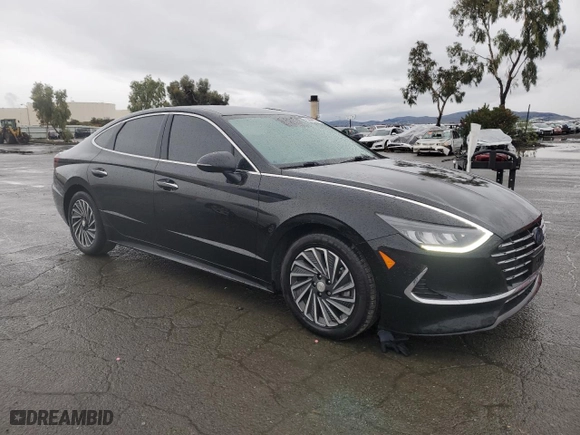 2021 Hyundai Sonata Hybrid SEL with VIN KMHL34JJ2MA019289, listed as a Copart auction lot 86589974 with 76,568 mi miles and Salvage Title. Bid and sale history available at carsss.com. Image 4.