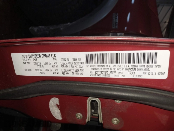 2010 Dodge Ram 2500 SLT with VIN 3D7TT2CT5AG126072, listed as a IAAI auction lot 41620574 with 108,709 mi miles. Bid and sale history available at carsss.com. Image 9.