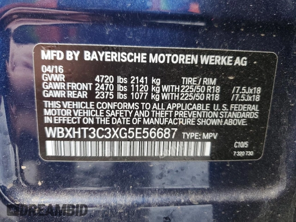 2016 BMW X1 xDrive28i with VIN WBXHT3C3XG5E56687, listed as a Copart auction lot 43629105 with 84,403 mi miles and Salvage Title. Bid and sale history available at carsss.com. Image 13.
