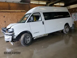 2009 Chevrolet Express Passenger with VIN 1GAHG39K491108724, listed as a Copart auction lot 57141425 with Not provided miles and Salvage title. Bid and sale history available at DreamBid. Image 1.