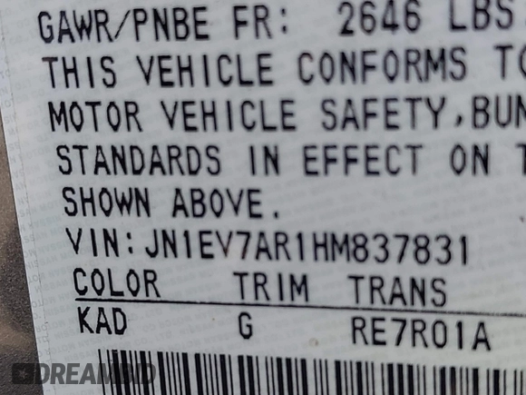 2017 Infiniti Q50 3.0t Premium with VIN JN1EV7AR1HM837831, listed as a IAAI auction lot 41818427 with 68,425 mi miles. Bid and sale history available at carsss.com. Image 9.