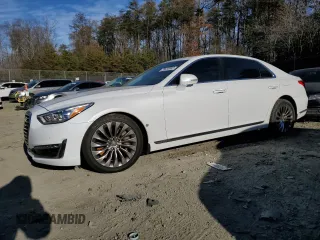 2017 Genesis G90 Premium with VIN KMHG34JA8HU027032, listed as a Copart auction lot 78633003 with 95,950 mi miles and . Bid and sale history available at carsss.com. Image 1.