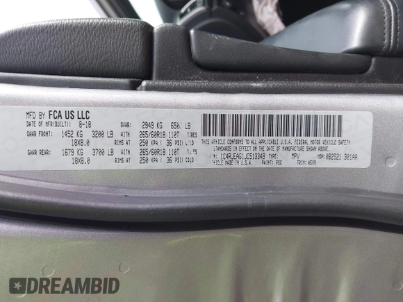 2018 Jeep Grand Cherokee Altitude with VIN 1C4RJEAG1JC513349, listed as a IAAI auction lot 41408487 with 172,216 mi miles. Bid and sale history available at carsss.com. Image 9.