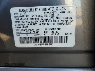 2012 Infiniti G25 Sedan Journey with VIN JN1DV6AP5CM812167, listed as a Copart auction lot 41355555 with 110,744 mi miles and Salvage Title. Bid and sale history available at carsss.com. Image 12.