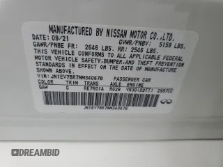 2022 Infiniti Q50 Luxe with VIN JN1EV7BR7NM340678, listed as a Copart auction lot 53838185 with 36,834 mi miles and Salvage title. Bid and sale history available at DreamBid. Image 12.