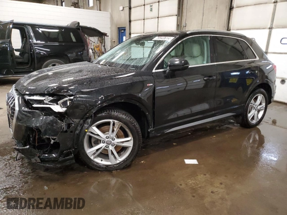 2020 Audi Q3 S line Prestige with VIN WA1FECF37L1009611, listed as a Copart auction lot 79943614 with 64,996 mi miles and Salvage Title. Bid and sale history available at carsss.com. Image 1.