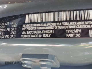 2018 Jeep Renegade Latitude with VIN ZACCJABB1JPH59251, listed as a IAAI auction lot 41851930 with Not provided miles and . Bid and sale history available at DreamBid. Image 9.