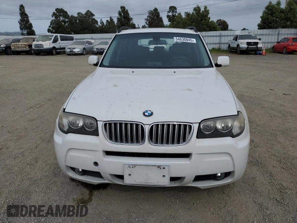 2007 BMW X3 3.0si with VIN WBXPC93467WF26770, listed as a Copart auction lot 54630845 with 159,760 mi miles and Salvage Title. Bid and sale history available at DreamBid. Image 5.