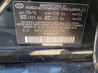 2011 Hyundai Sonata SE with VIN 5NPEC4AC6BH002791, listed as a IAAI auction lot 41705710 with 222,753 mi miles. Bid and sale history available at carsss.com. Image 9.