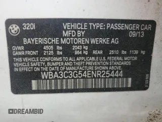 2014 BMW 3 Series 320i xDrive with VIN WBA3C3G54ENR25444, listed as a Copart auction lot 54017355 with 161,834 mi miles and Clean Title. Bid and sale history available at carsss.com. Image 12.