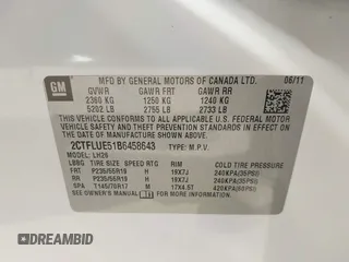 2011 GMC Terrain SLT-1 with VIN 2CTFLUE51B6458643, listed as a IAAI auction lot 41408988 with 160,087 mi miles and . Bid and sale history available at carsss.com. Image 9.