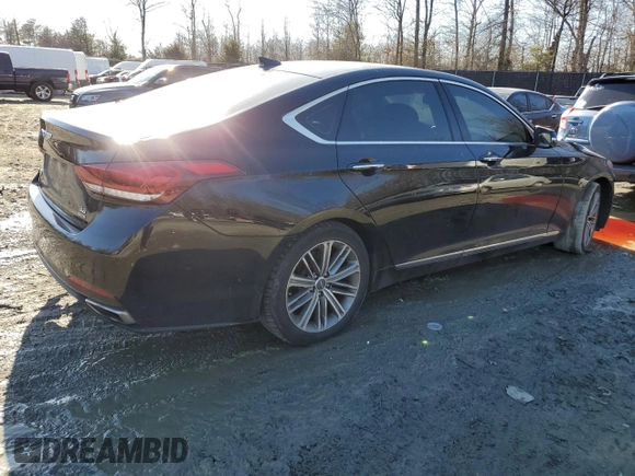 2017 Genesis G80 3.8L with VIN KMHGN4JE4HU200526, listed as a Copart auction lot 44784775 with 98,389 mi miles and Salvage Title. Bid and sale history available at DreamBid. Image 3.