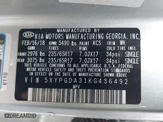 2019 Kia Sorento LX with VIN 5XYPGDA31KG436492, listed as a IAAI auction lot 41900083 with 106,789 mi miles. Bid and sale history available at carsss.com. Image 9.